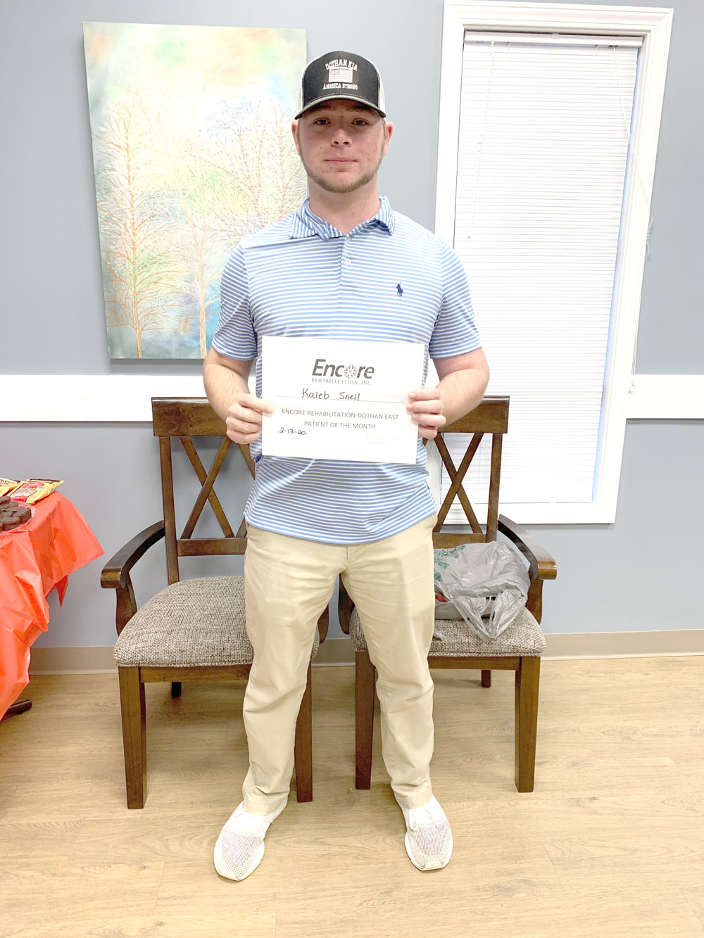 Kaleb Snell is Patient of the Month for Encore Rehabilitation-Dothan East